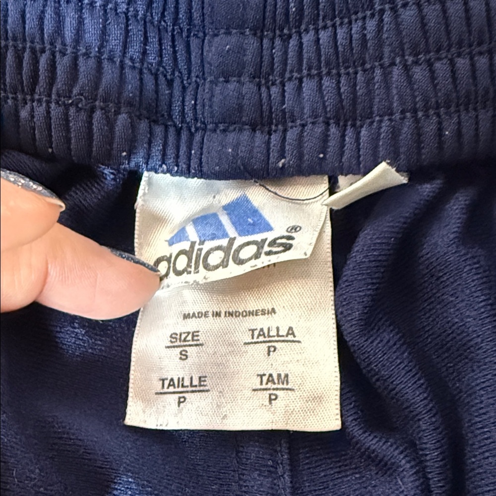 Vintage Adidas Mens Blue Joggers with White Stripes and Side Snaps - Picture 2 of 7